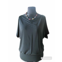 Bluzka kimonowa z dekoltem w łódkę - uniwersalny kolor czarny